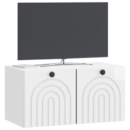 Nástěnná Tv Skříň Bílá S Vysokým Leskem 59,5 X 31 X 30 Cm