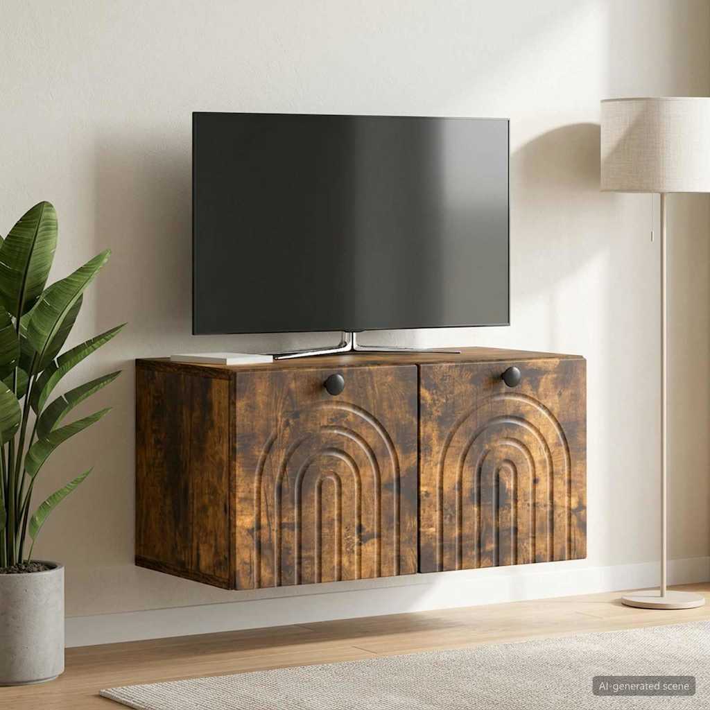 Nástěnná Tv Skříň Nástěnný Kouřový Dub 59,5 X 31 X 30 Cm
