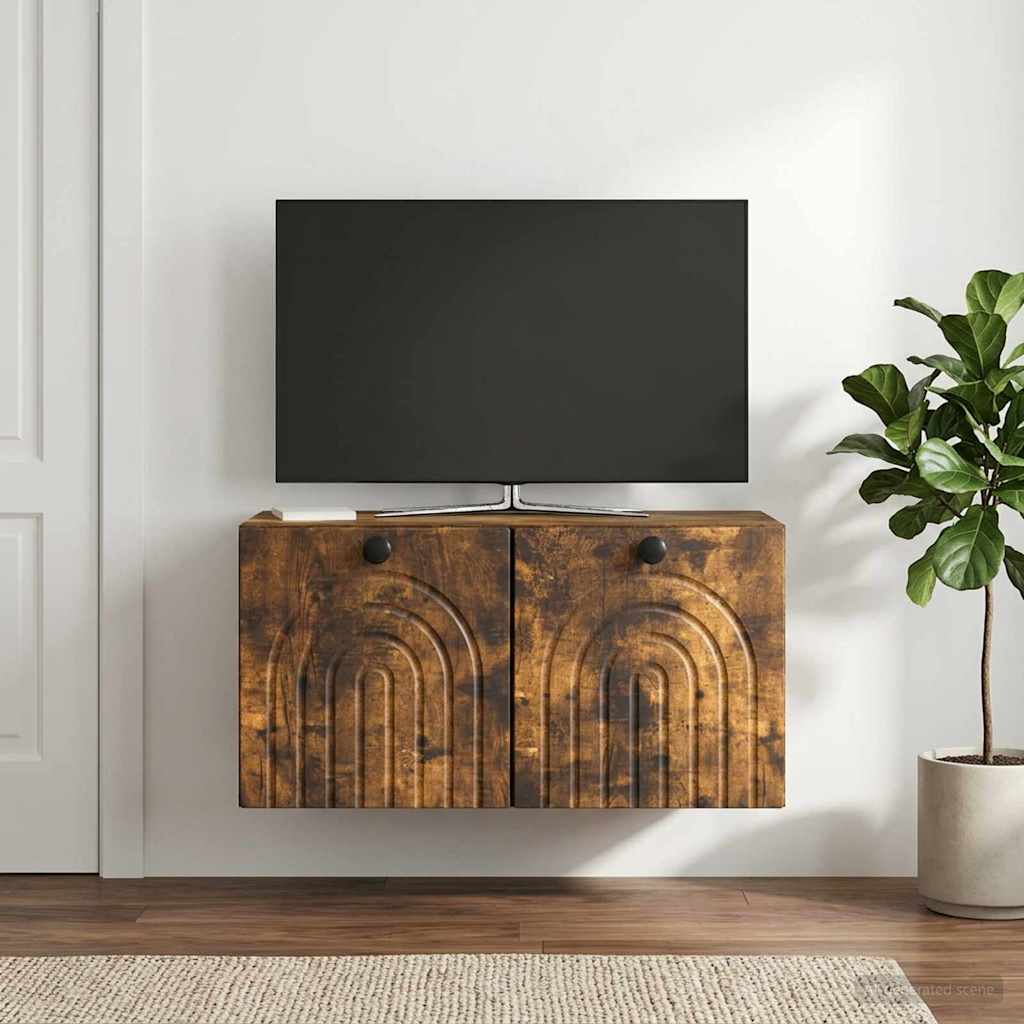 Nástěnná Tv Skříň Nástěnný Kouřový Dub 59,5 X 31 X 30 Cm
