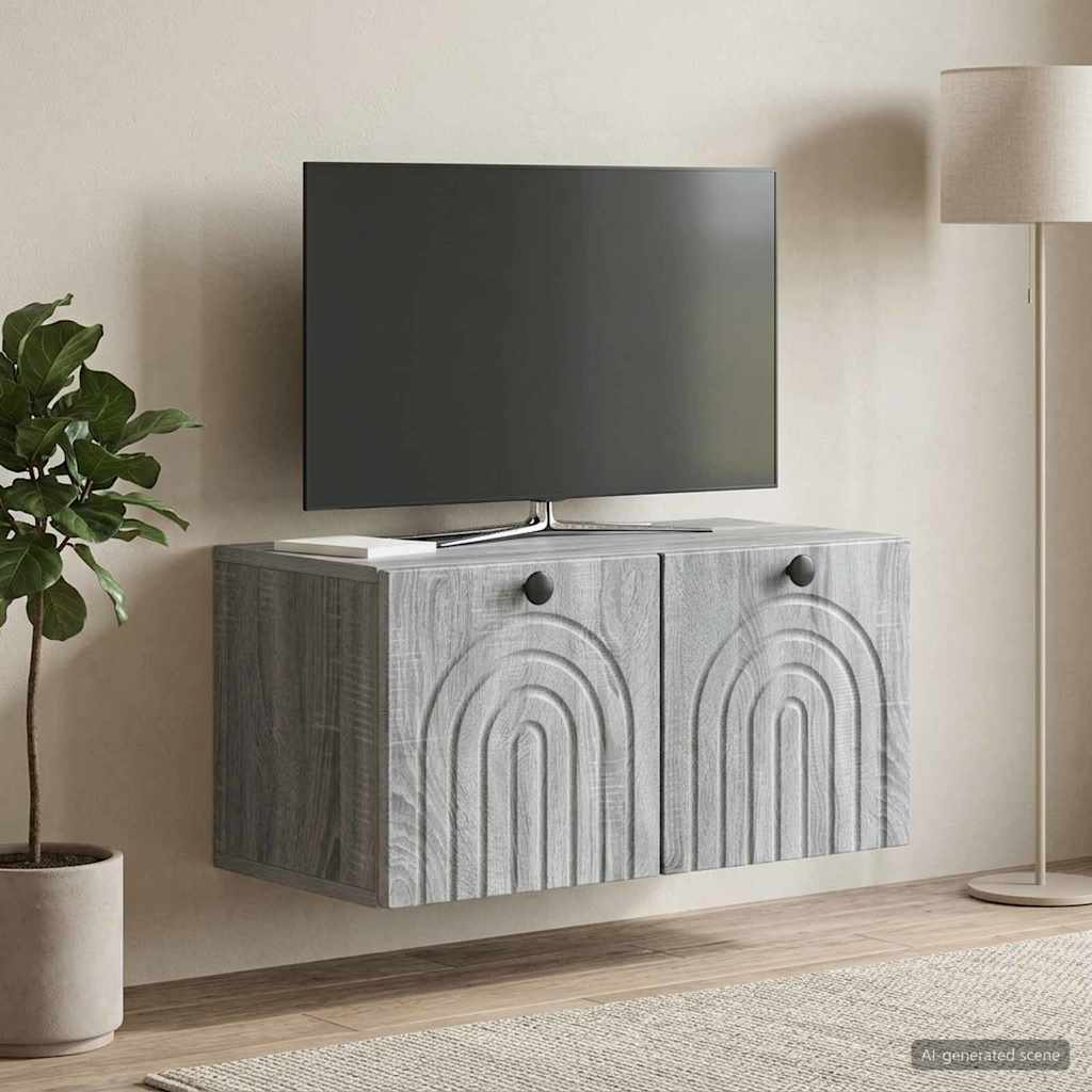 Nástěnná Tv Skříň Nástěnný Šedá Sonoma 59,5 X 31 X 30 Cm