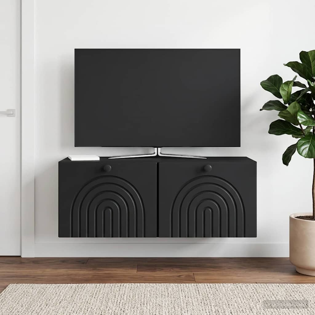Nástěnná Tv Skříň Černá 78,5 X 31 X 30 Cm Kompozitní Dřevo