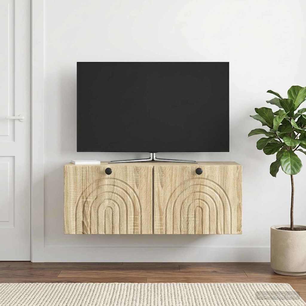 Nástěnná Tv Skříň Dub Sonoma 78,5 X 31 X 30 Cm Kompozitní Dřevo