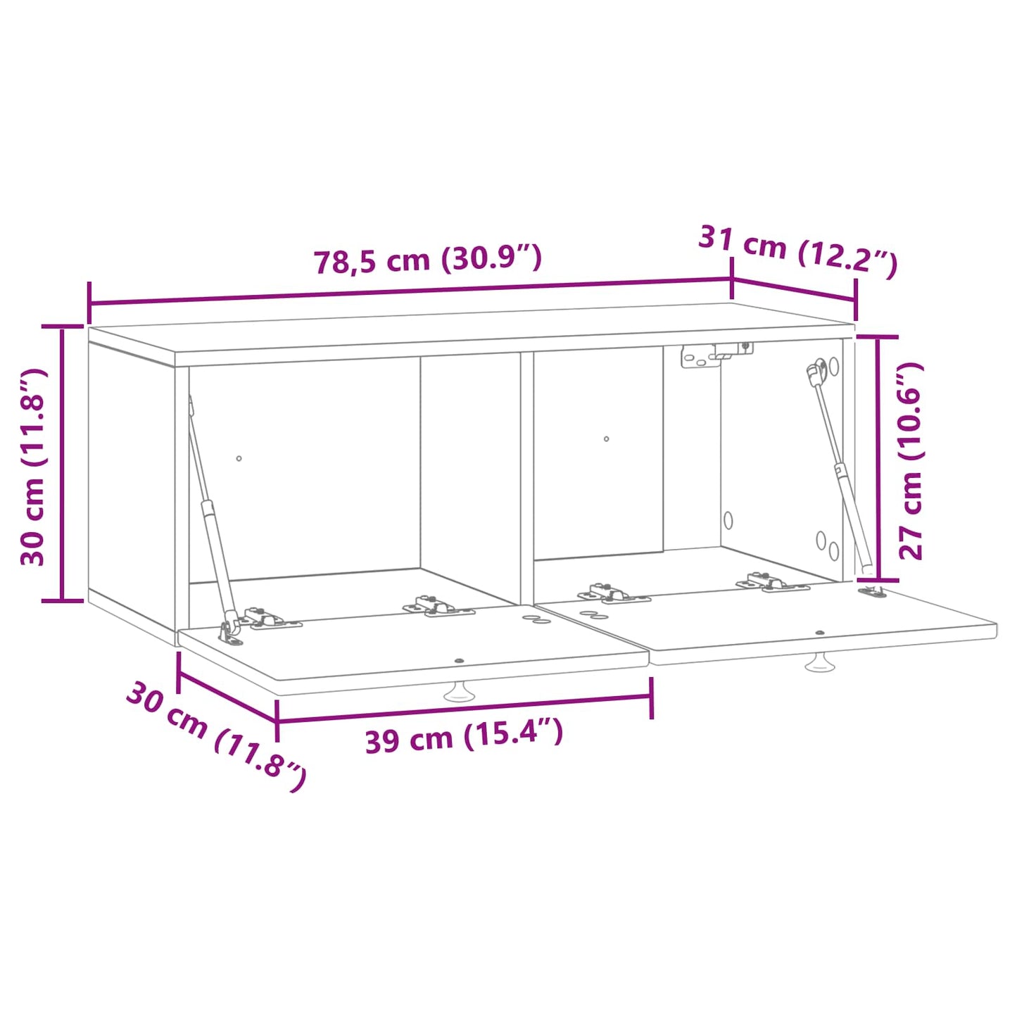 Nástěnná Tv Skříň Dub Sonoma 78,5 X 31 X 30 Cm Kompozitní Dřevo