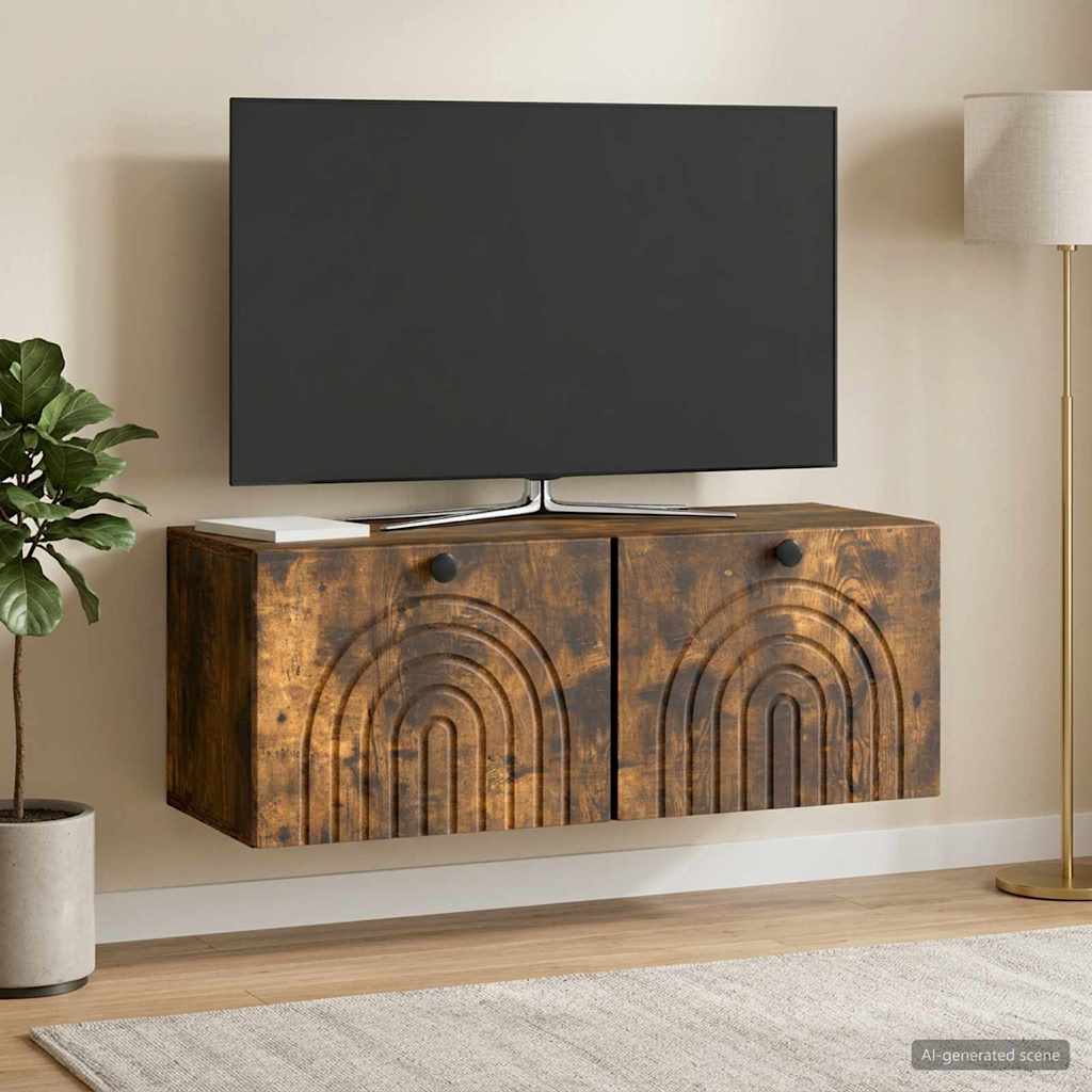 Nástěnná Tv Skříň Nástěnný Kouřový Dub 78,5 X 31 X 30 Cm