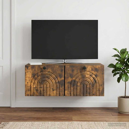 Nástěnná Tv Skříň Nástěnný Kouřový Dub 78,5 X 31 X 30 Cm