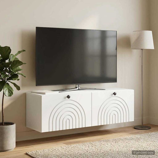 Nástěnná Tv Skříň Bílá 98 X 31 X 30 Cm Kompozitní Dřevo