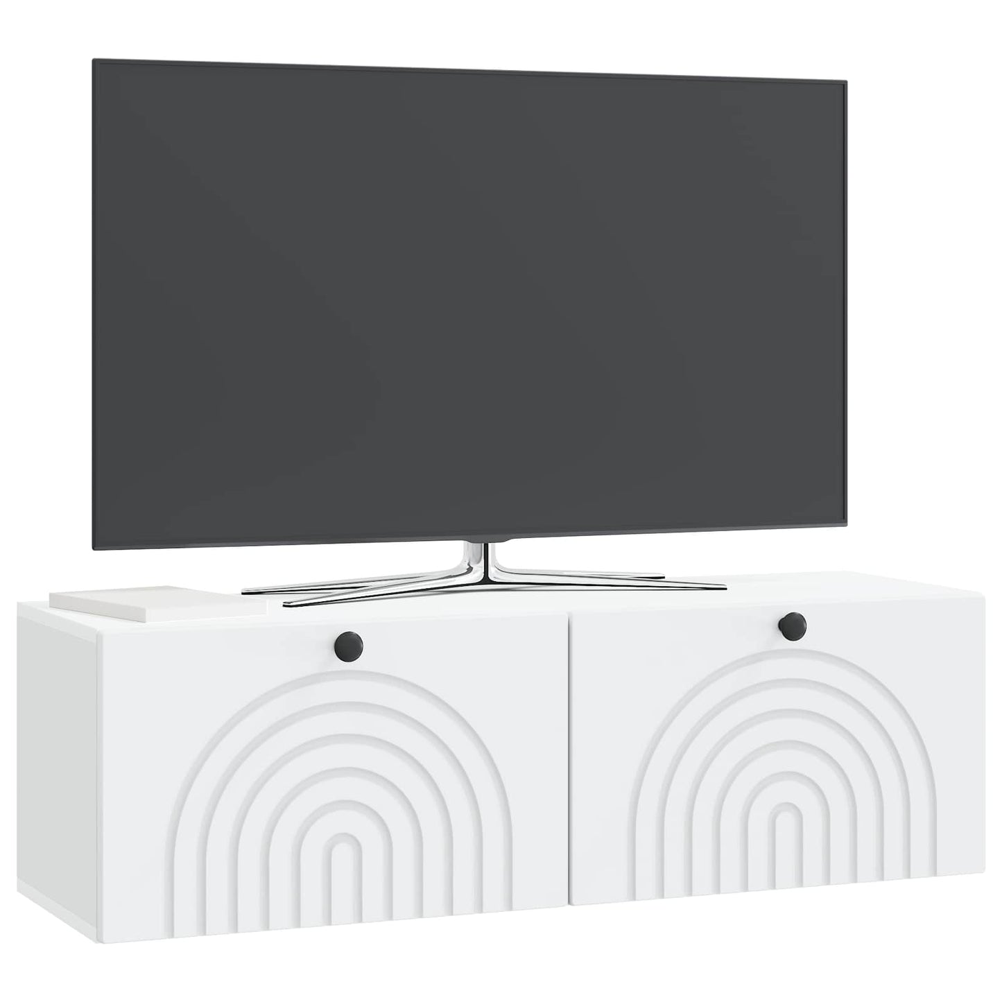 Nástěnná Tv Skříň Bílá 98 X 31 X 30 Cm Kompozitní Dřevo
