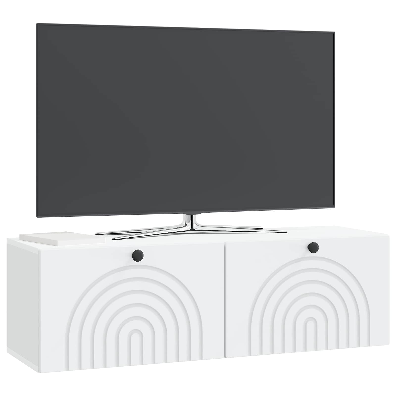 Nástěnná Tv Skříň Bílá 98 X 31 X 30 Cm Kompozitní Dřevo