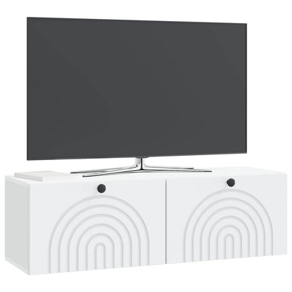 Nástěnná Tv Skříň Bílá 98 X 31 X 30 Cm Kompozitní Dřevo