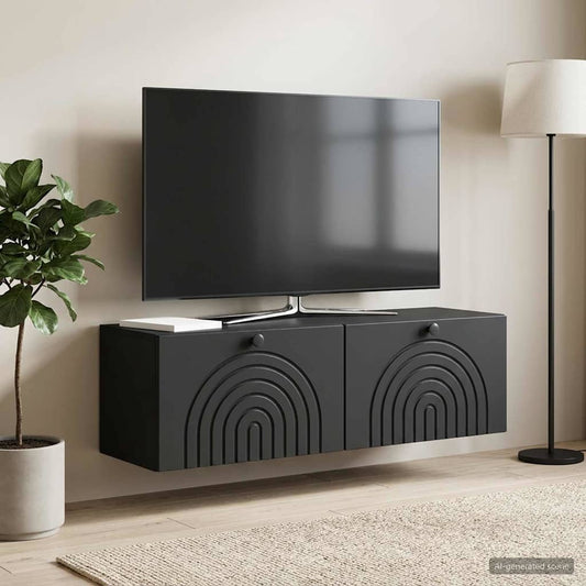 Nástěnná Tv Skříň Černá 98 X 31 X 30 Cm Kompozitní Dřevo