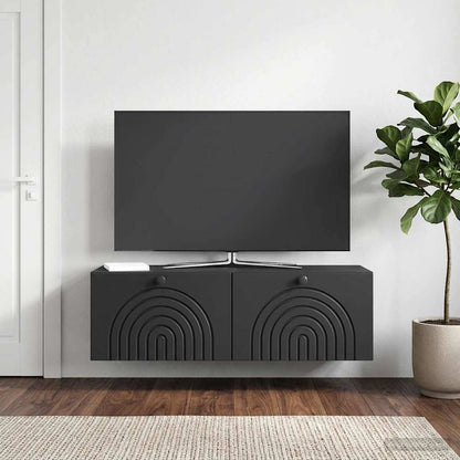Nástěnná Tv Skříň Černá 98 X 31 X 30 Cm Kompozitní Dřevo