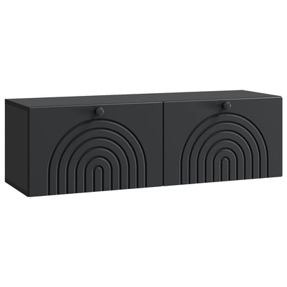 Nástěnná Tv Skříň Černá 98 X 31 X 30 Cm Kompozitní Dřevo