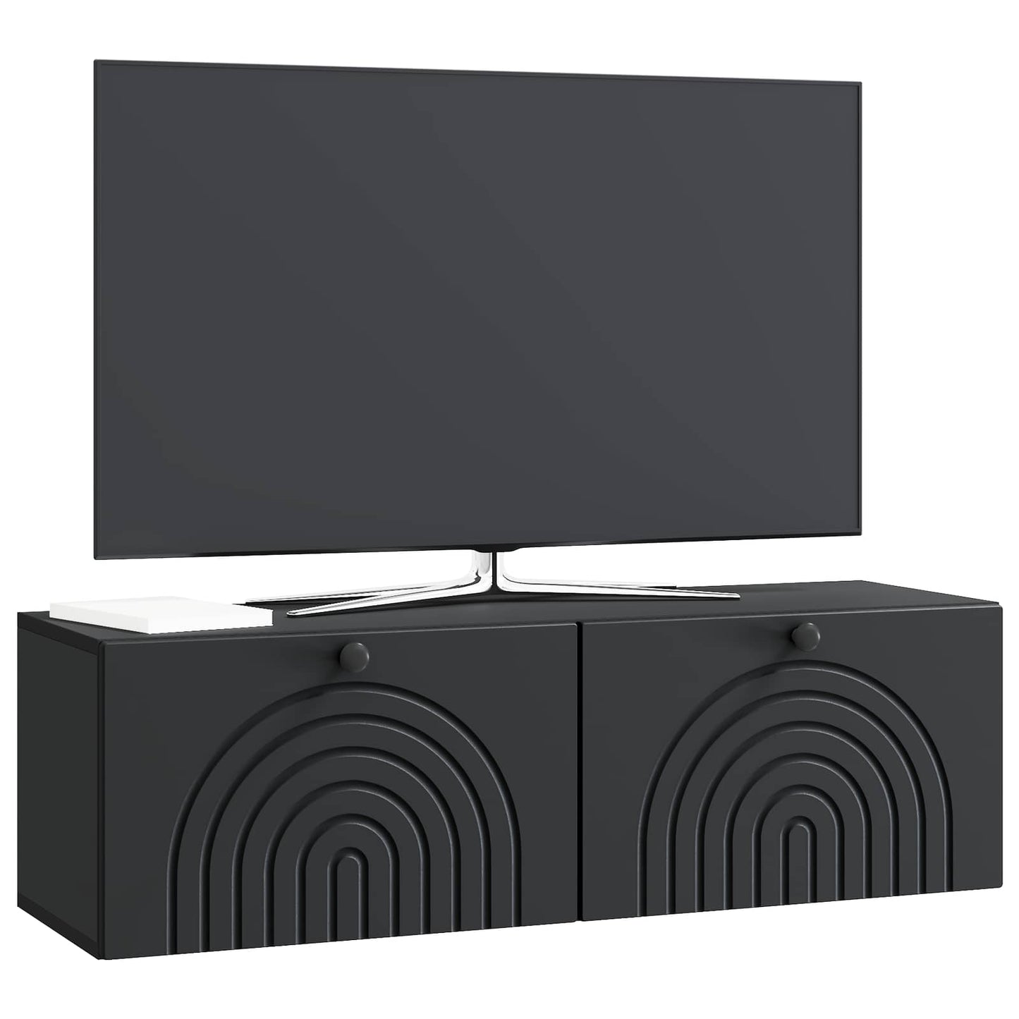 Nástěnná Tv Skříň Černá 98 X 31 X 30 Cm Kompozitní Dřevo