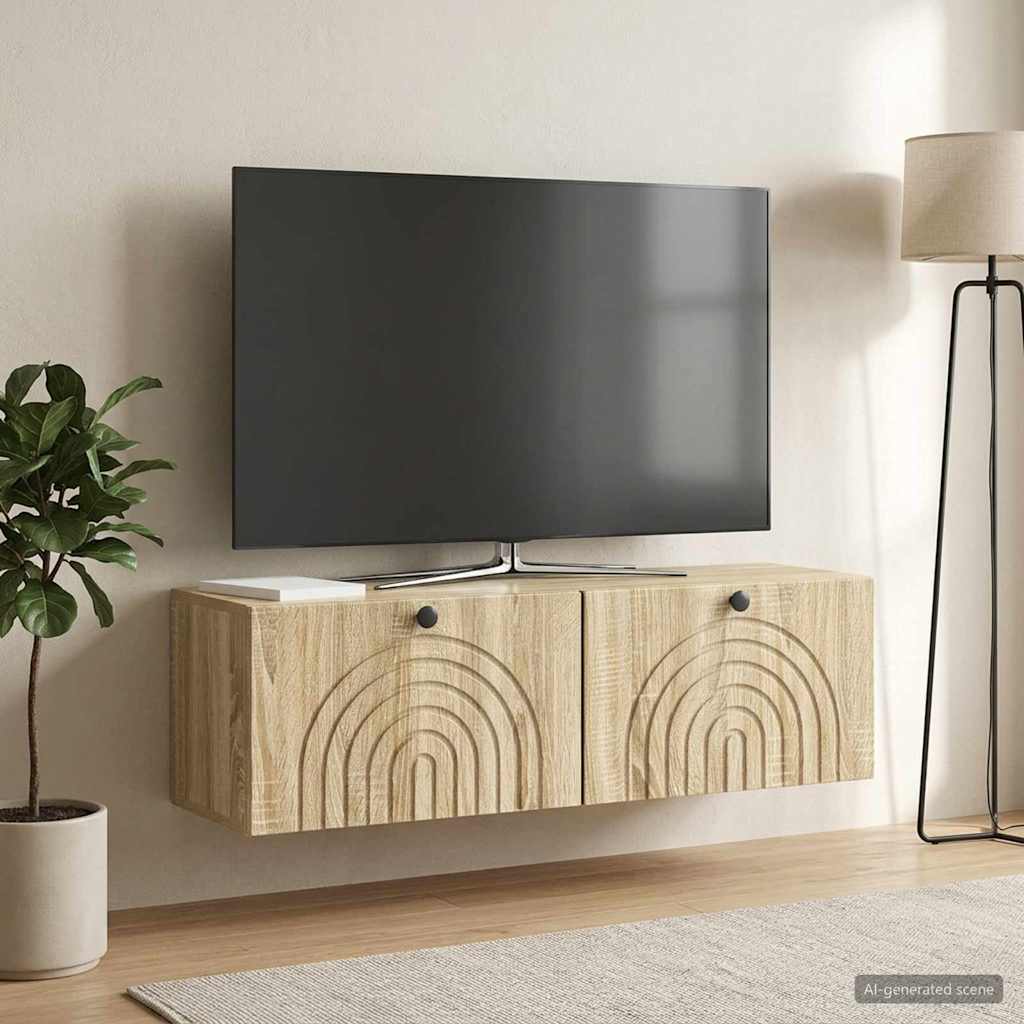 Nástěnná Tv Skříň Dub Sonoma 98 X 31 X 30 Cm Kompozitní Dřevo