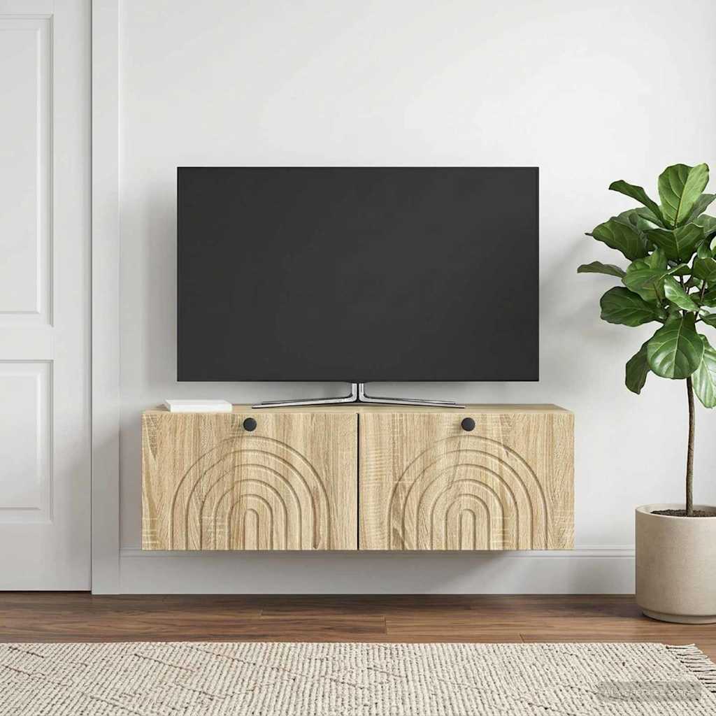 Nástěnná Tv Skříň Dub Sonoma 98 X 31 X 30 Cm Kompozitní Dřevo
