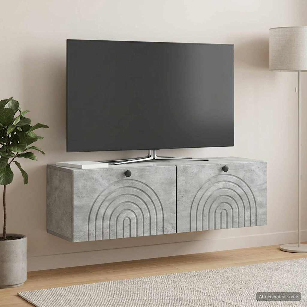 Nástěnná Tv Skříň Nástěnný Betonově Šedá 98 X 31 X 30 Cm