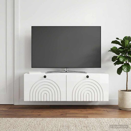 Nástěnná Tv Skříň Bílá S Vysokým Leskem 98 X 31 X 30 Cm