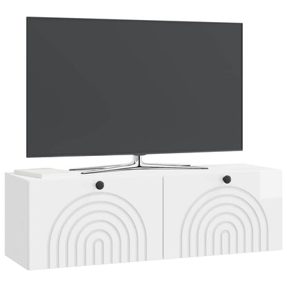 Nástěnná Tv Skříň Bílá S Vysokým Leskem 98 X 31 X 30 Cm
