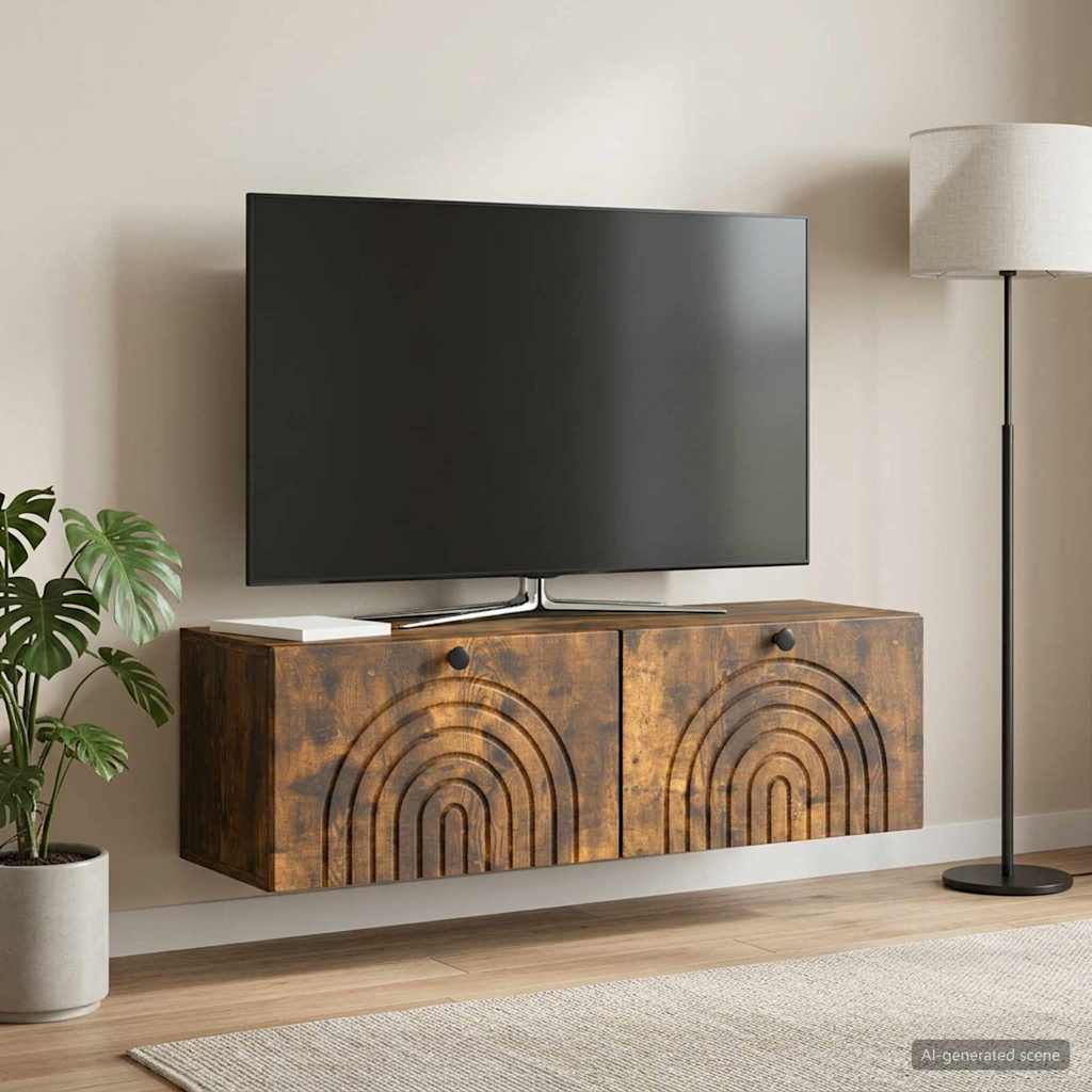 Nástěnná Tv Skříň Kouřový Dub 98 X 31 X 30 Cm Kompozitní Dřevo