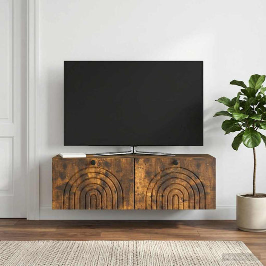Nástěnná Tv Skříň Kouřový Dub 98 X 31 X 30 Cm Kompozitní Dřevo
