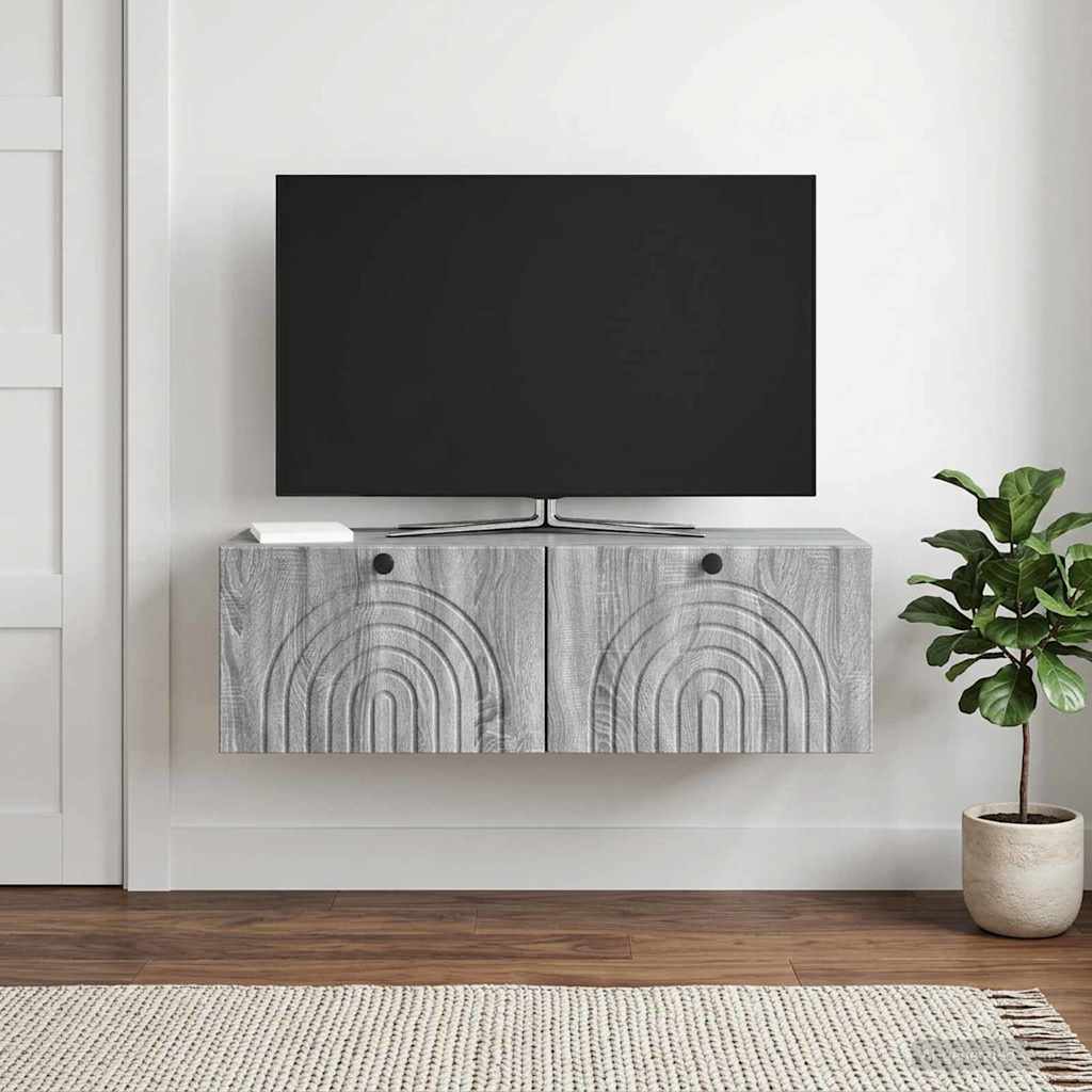 Nástěnná Tv Skříň Šedá Sonoma 98 X 31 X 30 Cm Kompozitní Dřevo