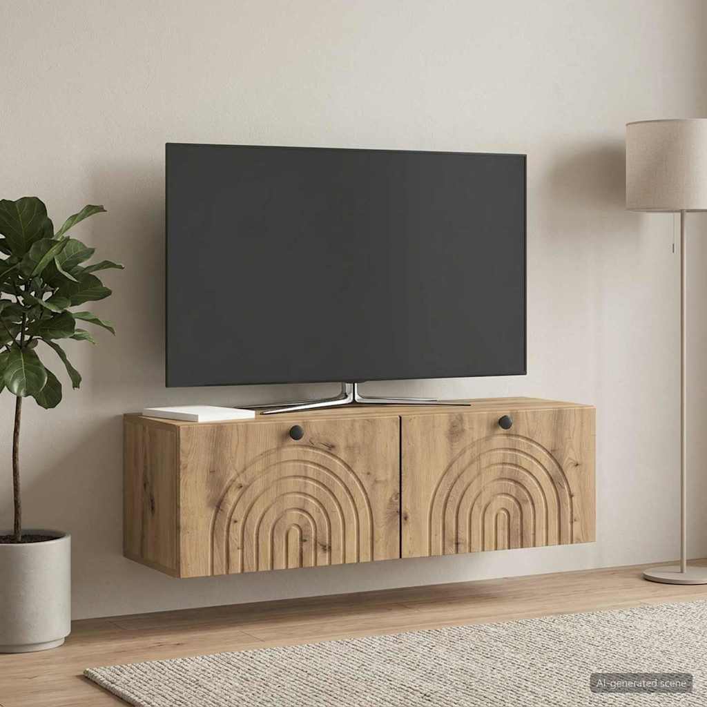 Nástěnná Tv Skříň 98 X 31 X 30 Cm Dub Artisan Kompozitní Dřevo