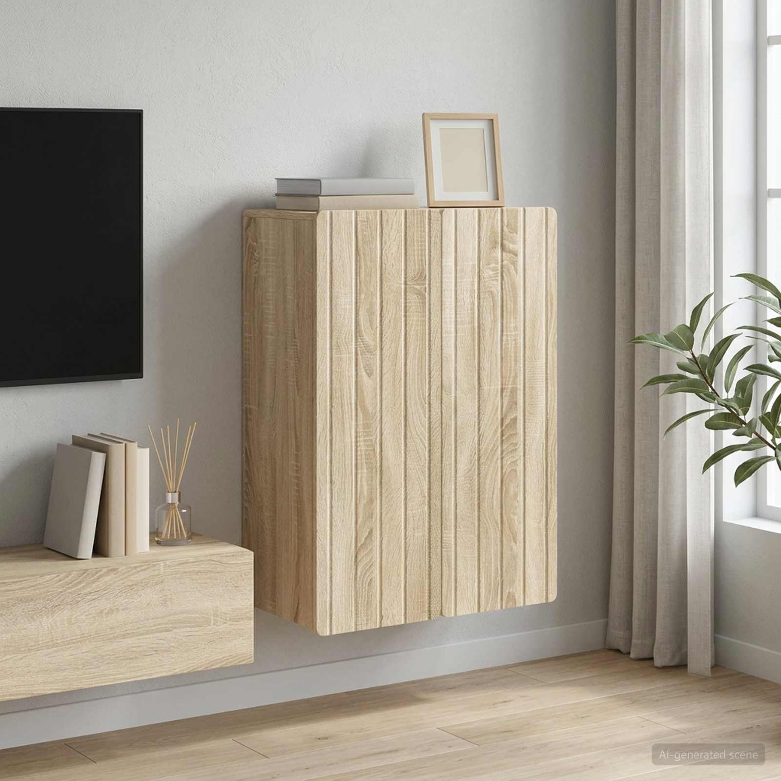 Nástěnná Skříň Dub Sonoma 66 X 34,5 X 92 Cm Kompozitní Dřevo