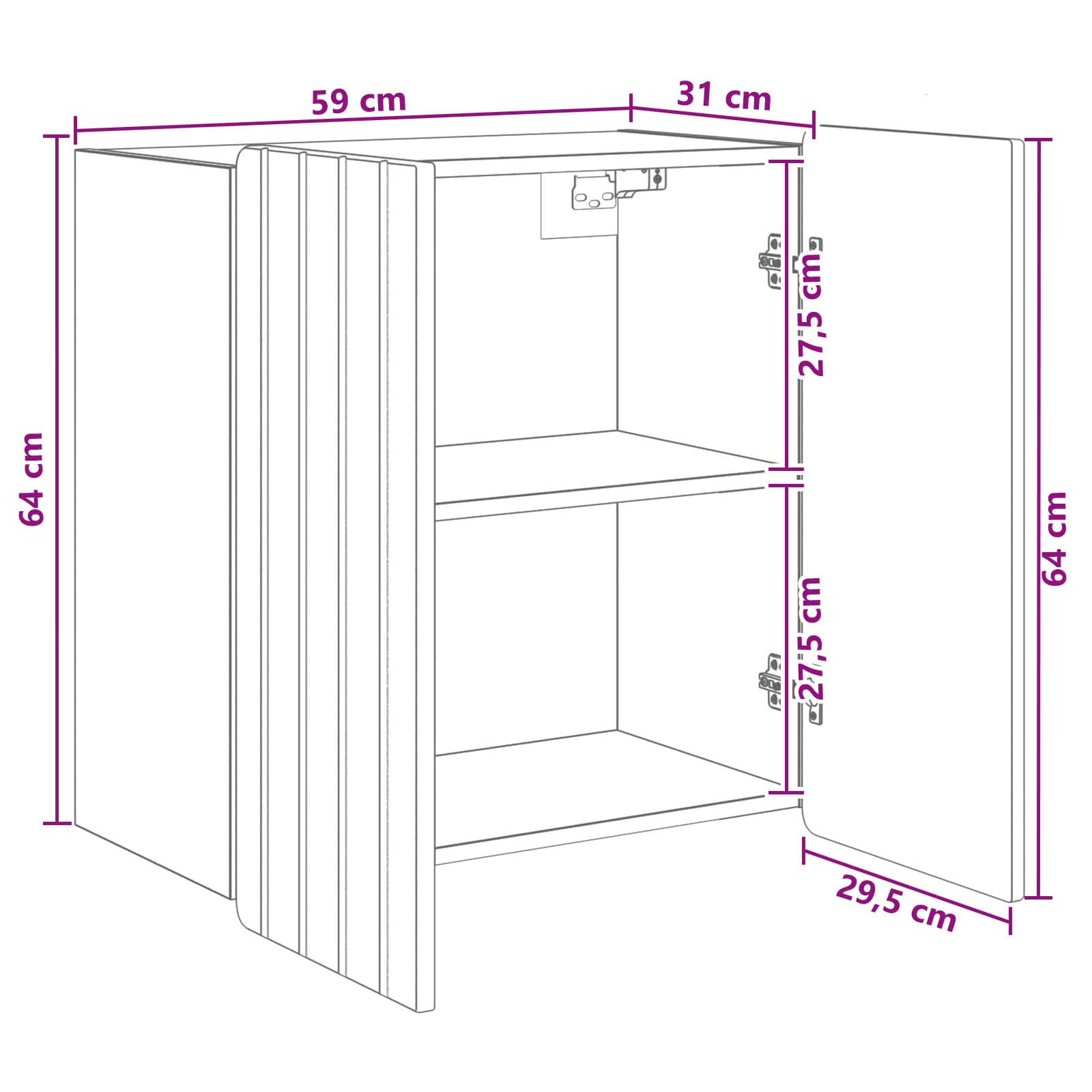 Nástěnná Skříň Bílá S Vysokým Leskem 59 X 31 X 64 Cm