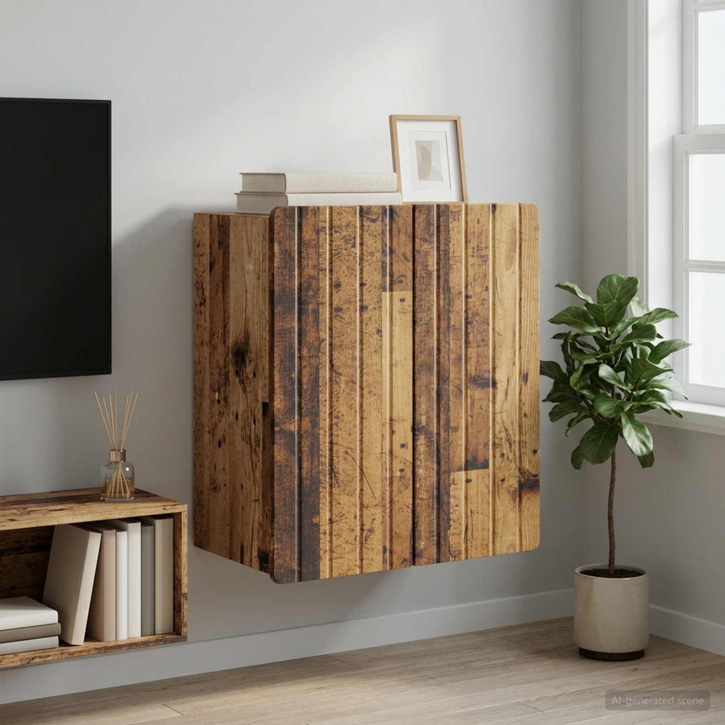 Nástěnná Skříň Staré Dřevo 59 X 31 X 64 Cm Kompozitní Dřevo
