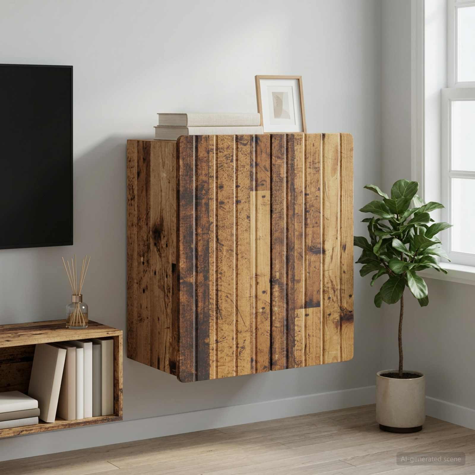 Nástěnná Skříň Staré Dřevo 59 X 31 X 64 Cm Kompozitní Dřevo