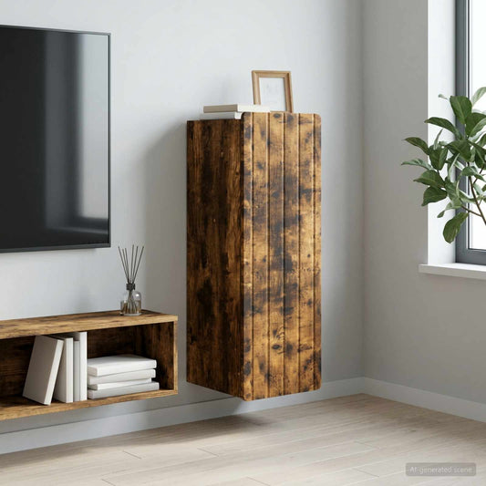 Nástěnná Skříň Kouřový Dub 33 X 34,5 X 94 Cm Kompozitní Dřevo