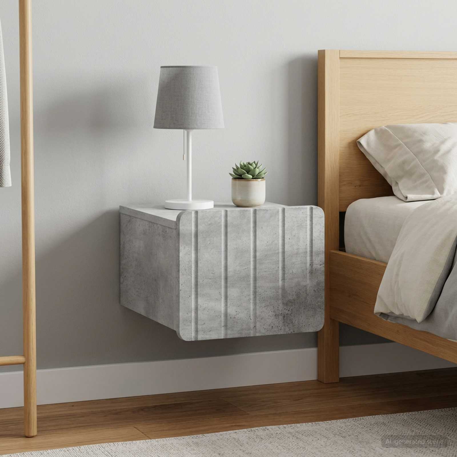 Nástěnný Noční Stolek 2 Pcs Betonově Šedá 33 X 34,5 X 24 Cm