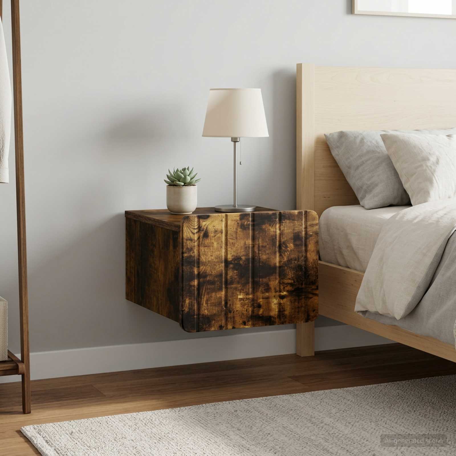 Nástěnný Noční Stolek 2 Pcs Kouřový Dub 33 X 34,5 X 24 Cm