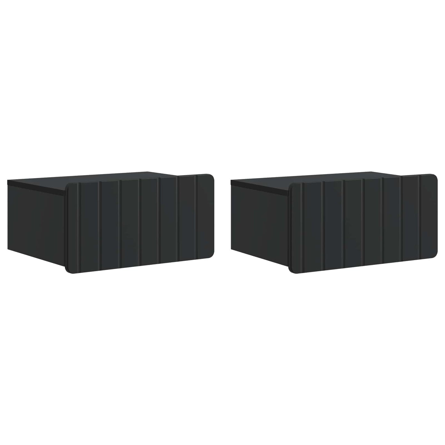 Nástěnný Noční Stolek Se Zásuvkou 2 Pcs Černá 49 X 34,5 X 24 Cm