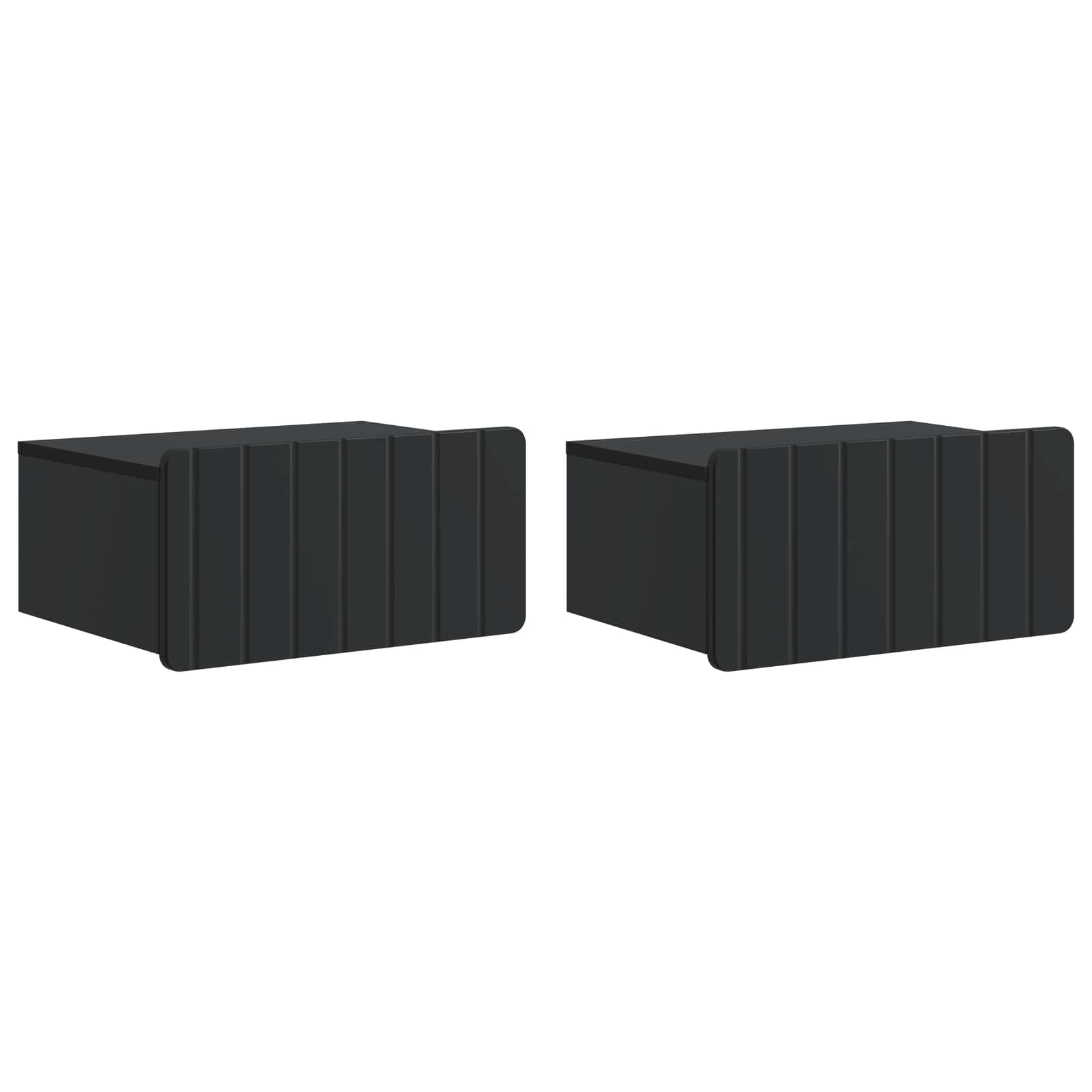 Nástěnný Noční Stolek Se Zásuvkou 2 Pcs Černá 49 X 34,5 X 24 Cm