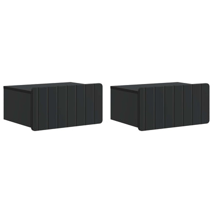 Nástěnný Noční Stolek Se Zásuvkou 2 Pcs Černá 49 X 34,5 X 24 Cm