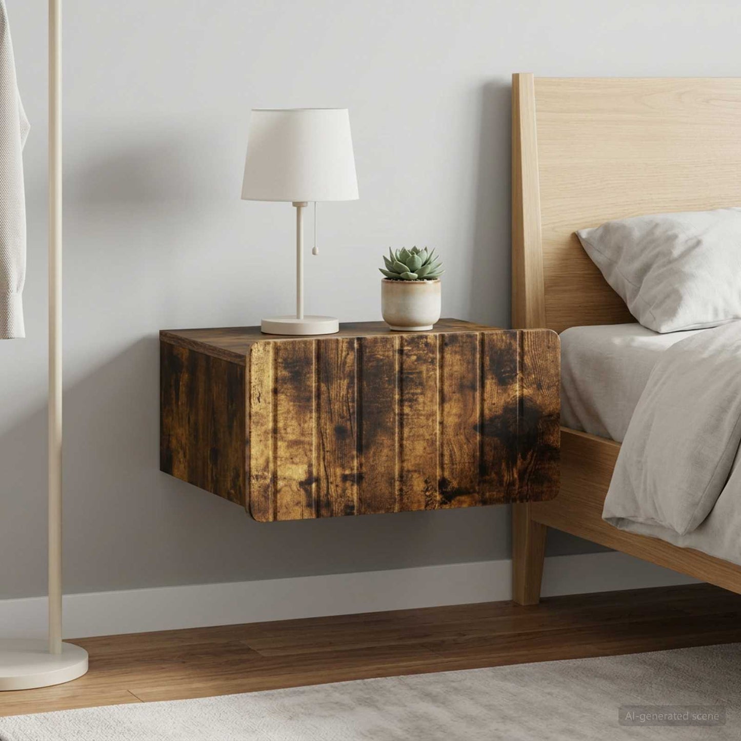 Nástěnný Noční Stolek 2 Pcs Kouřový Dub 49 X 34,5 X 24 Cm