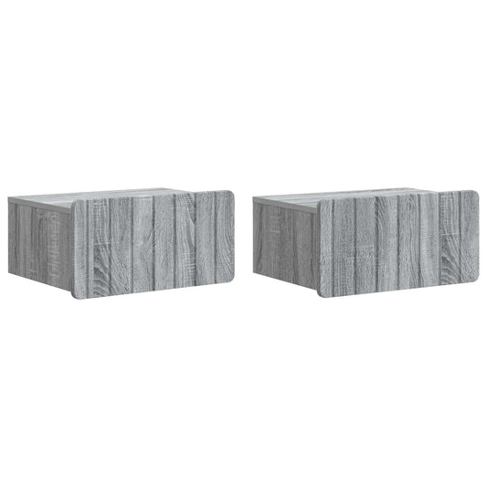 Nástěnný Noční Stolek 2 Pcs Šedá Sonoma 49 X 34,5 X 24 Cm