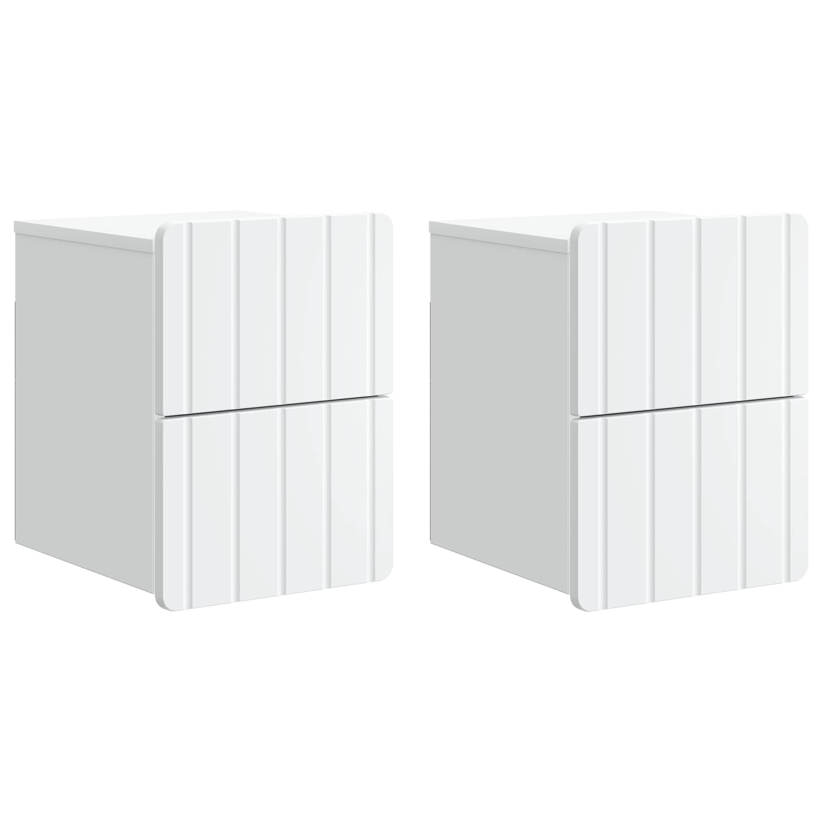 Nástěnný Noční Stolek Se Zásuvkou 2 Pcs Bílá 33 X 34,5 X 43 Cm