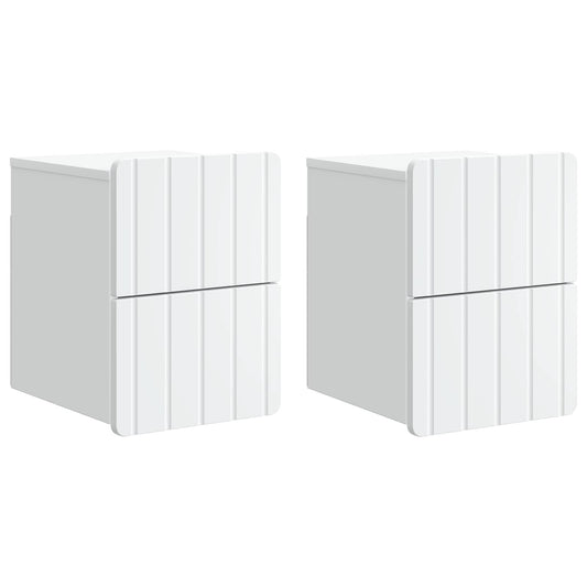 Nástěnný Noční Stolek Se Zásuvkou 2 Pcs Bílá 33 X 34,5 X 43 Cm