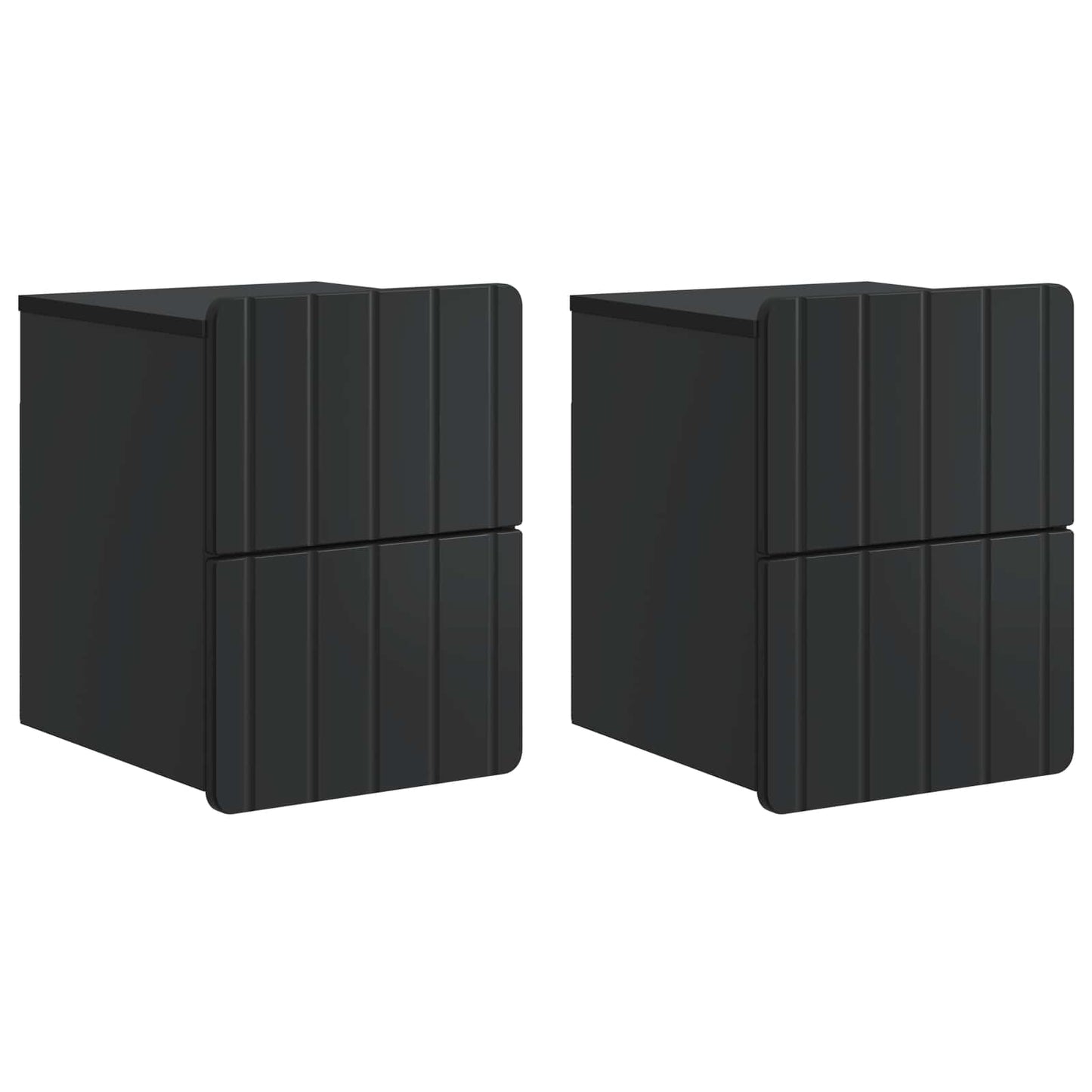Nástěnný Noční Stolek Se Zásuvkou 2 Pcs Černá 33 X 34,5 X 43 Cm