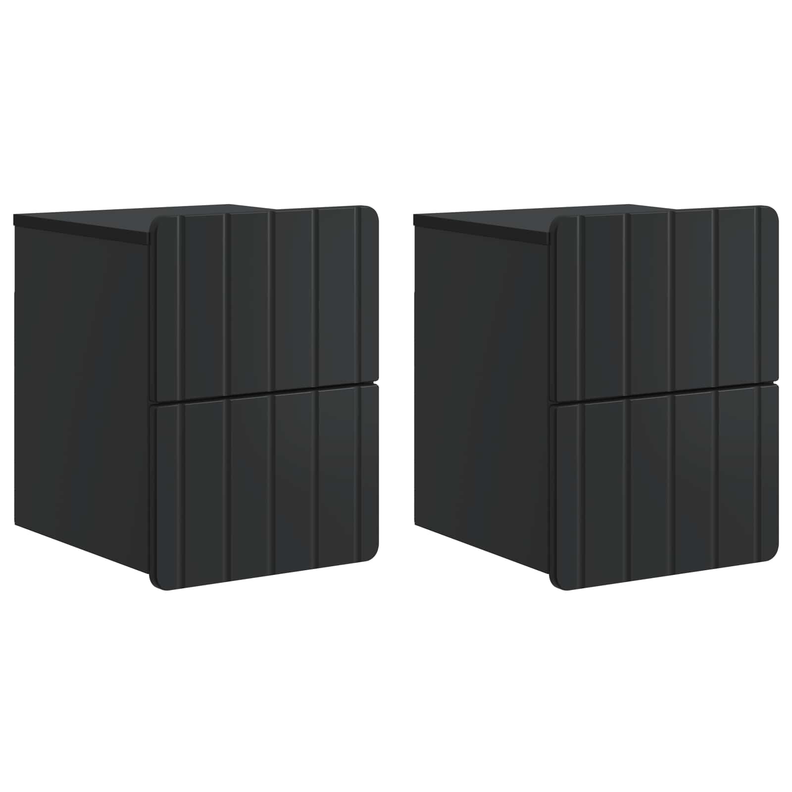 Nástěnný Noční Stolek Se Zásuvkou 2 Pcs Černá 33 X 34,5 X 43 Cm