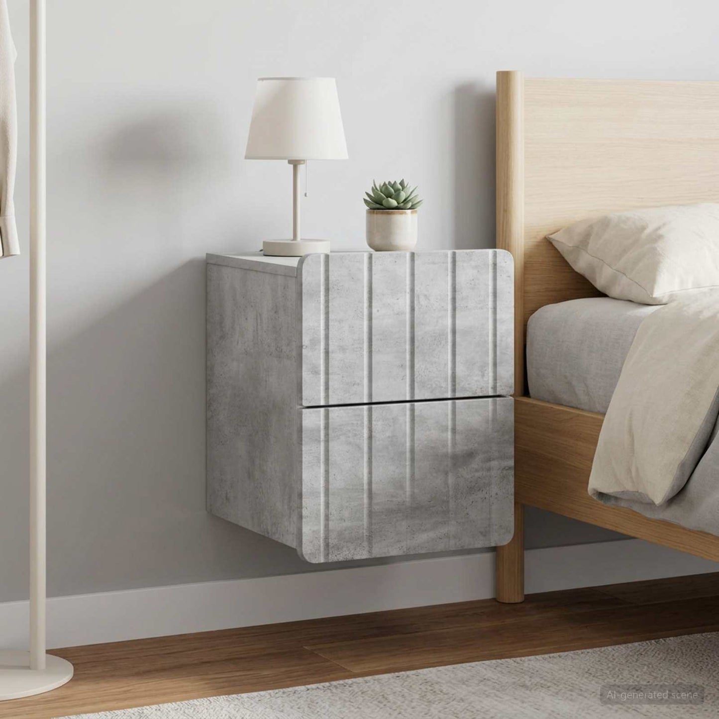 Nástěnný Noční Stolek 2 Pcs Betonově Šedá 33 X 34,5 X 43 Cm
