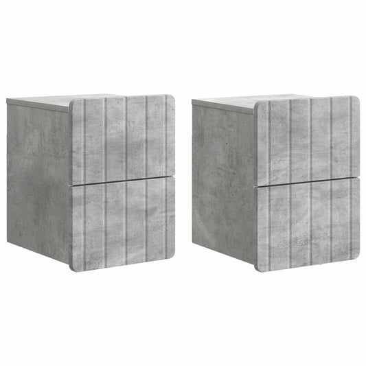 Nástěnný Noční Stolek 2 Pcs Betonově Šedá 33 X 34,5 X 43 Cm