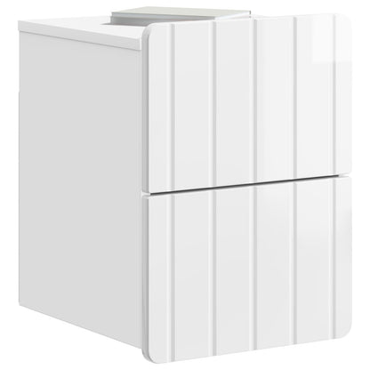 Nástěnný Noční Stolek Se Zásuvkou 2 Pcs Bílá S Vysokým Leskem