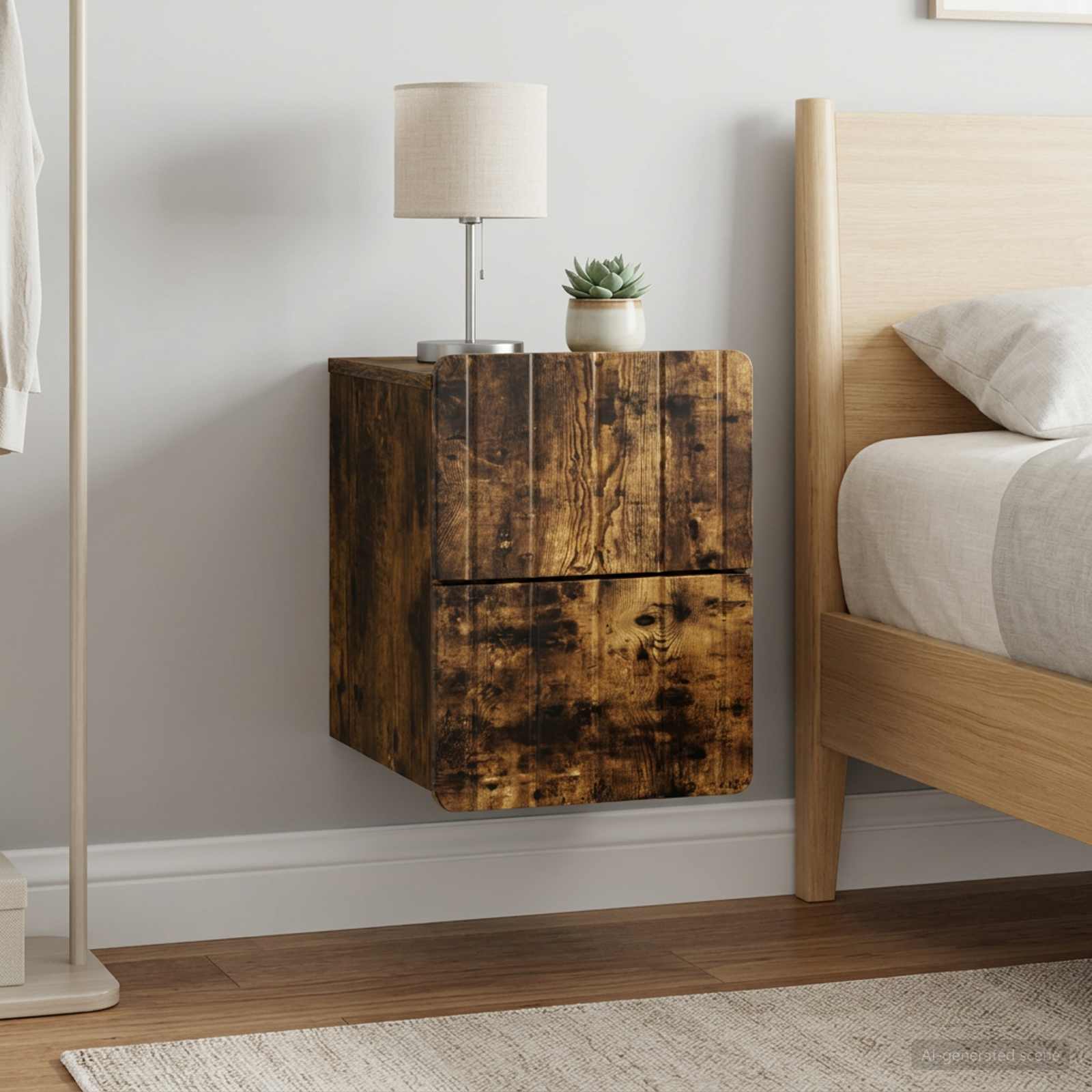 Nástěnný Noční Stolek 2 Pcs Kouřový Dub 33 X 34,5 X 43 Cm