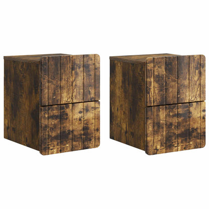 Nástěnný Noční Stolek 2 Pcs Kouřový Dub 33 X 34,5 X 43 Cm