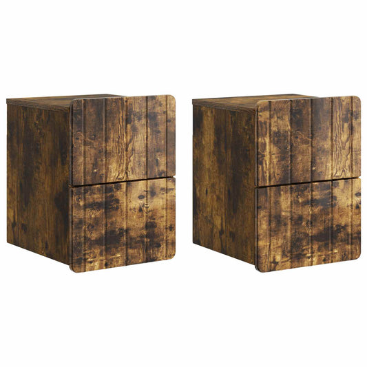 Nástěnný Noční Stolek 2 Pcs Kouřový Dub 33 X 34,5 X 43 Cm