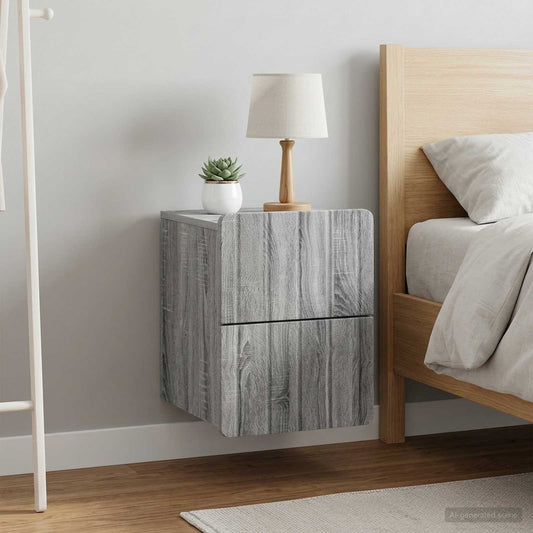 Nástěnný Noční Stolek 2 Pcs Šedá Sonoma 33 X 34,5 X 43 Cm