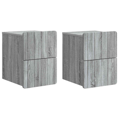 Nástěnný Noční Stolek 2 Pcs Šedá Sonoma 33 X 34,5 X 43 Cm